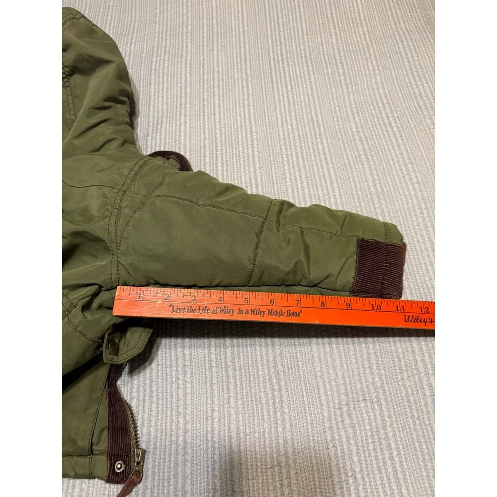 OshKosh Bgosh Boys Olive Green Faux Fur Lined Puffer Jacket Coat Size 5